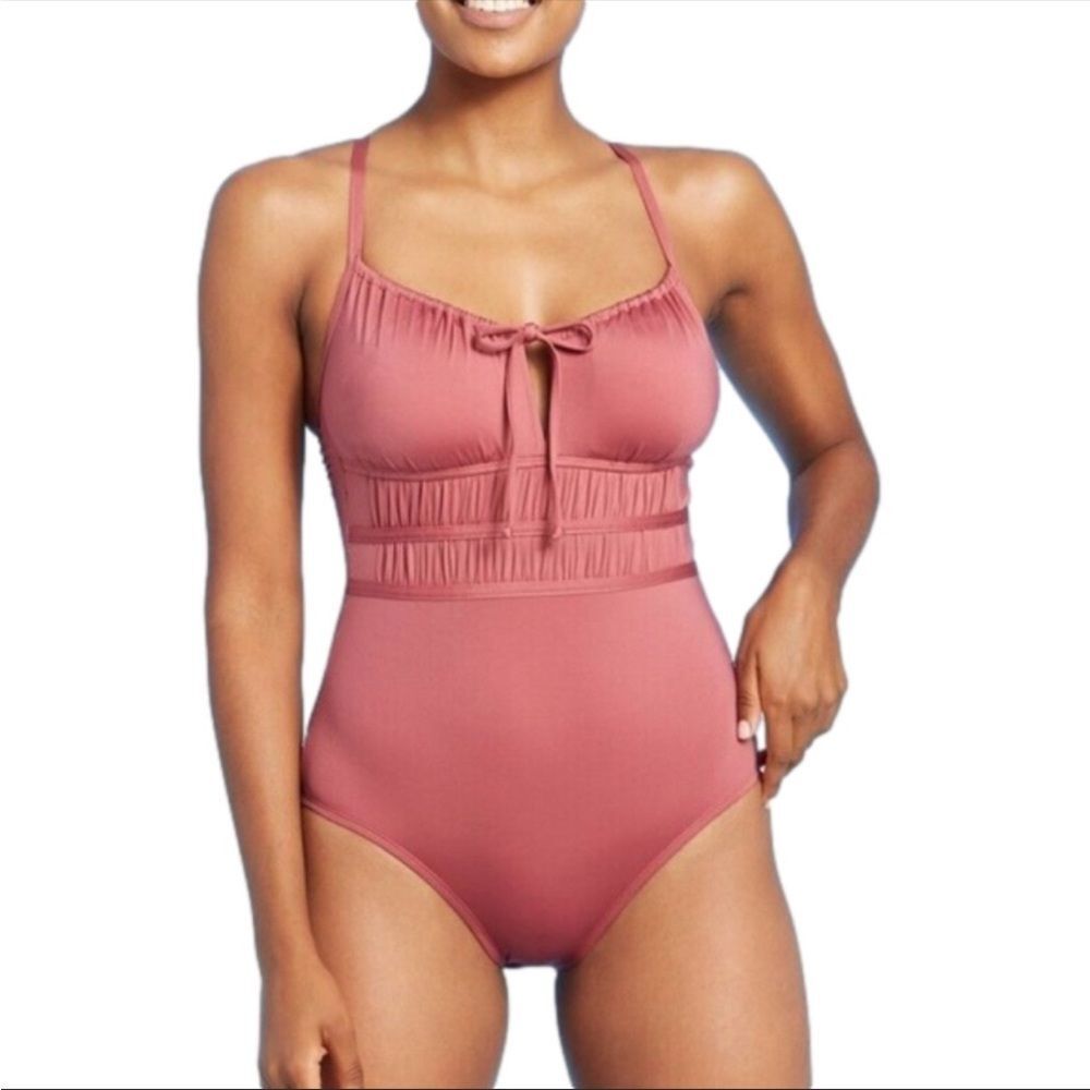 NWT Kona sol mauve pink one piece bathing suit. Size S